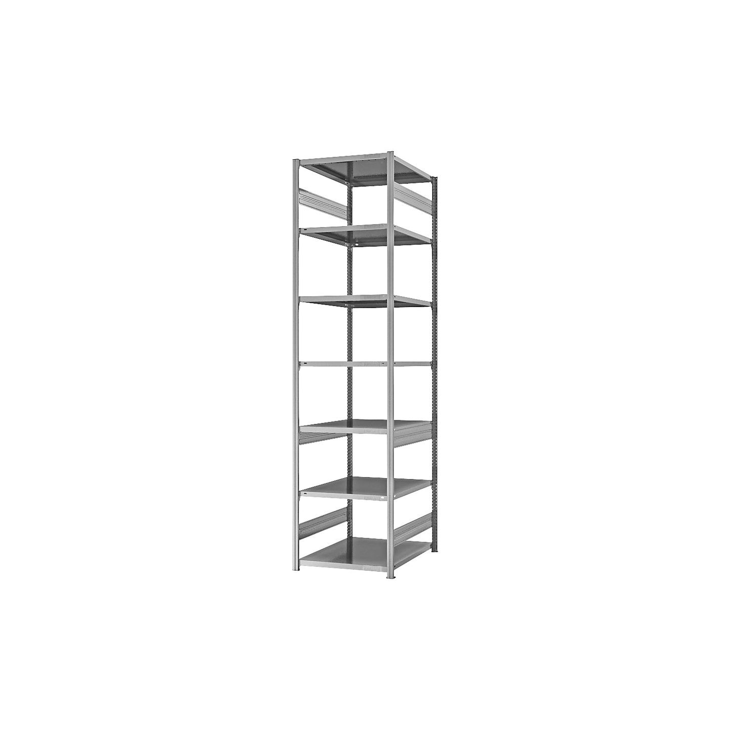 Boltless shelving unit, medium duty, double-sided, HxWxD 3000 x 750 x 800 mm, zinc plated, standard shelf unit.