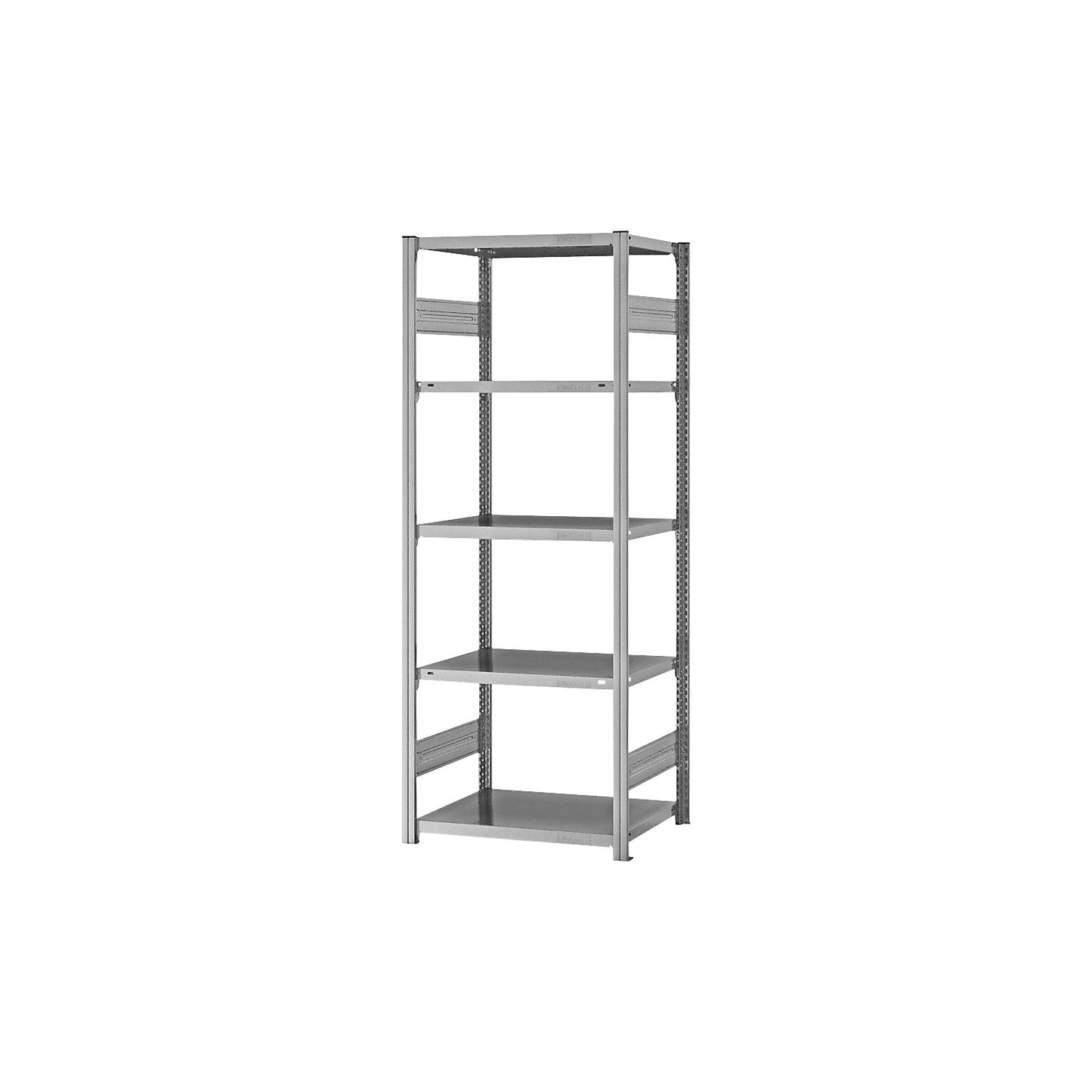 Boltless shelving unit, medium duty, double-sided, HxWxD 2000 x 750 x 500 mm, zinc plated, basic shelf unit.