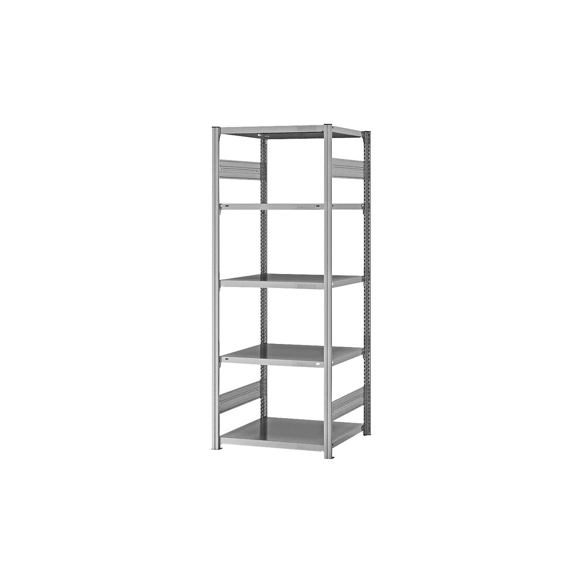 Boltless shelving unit, medium duty, double-sided, HxWxD 2000 x 750 x 600 mm, zinc plated, standard shelf unit.