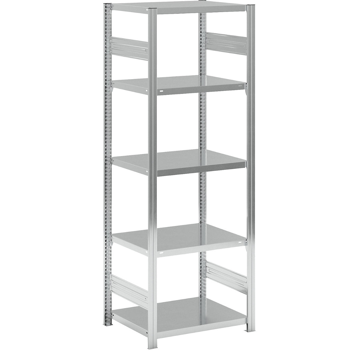 Boltless shelving unit, medium duty, double-sided, HxWxD 2000 x 750 x 600 mm, zinc plated, standard shelf unit.
