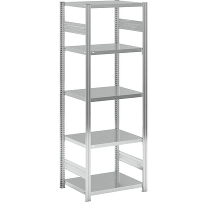 Boltless shelving unit, medium duty, double-sided, HxWxD 2000 x 750 x 600 mm, zinc plated, standard shelf unit.
