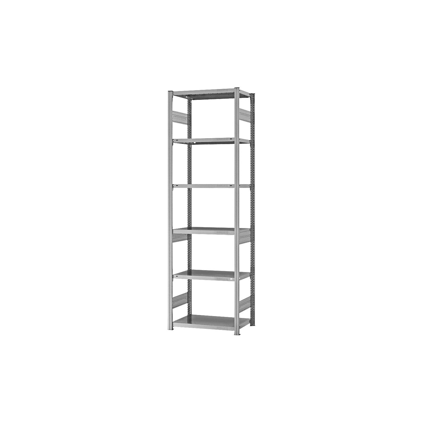 Boltless shelving unit, medium duty, double-sided, HxWxD 2500 x 750 x 400 mm, zinc plated, standard shelf unit.