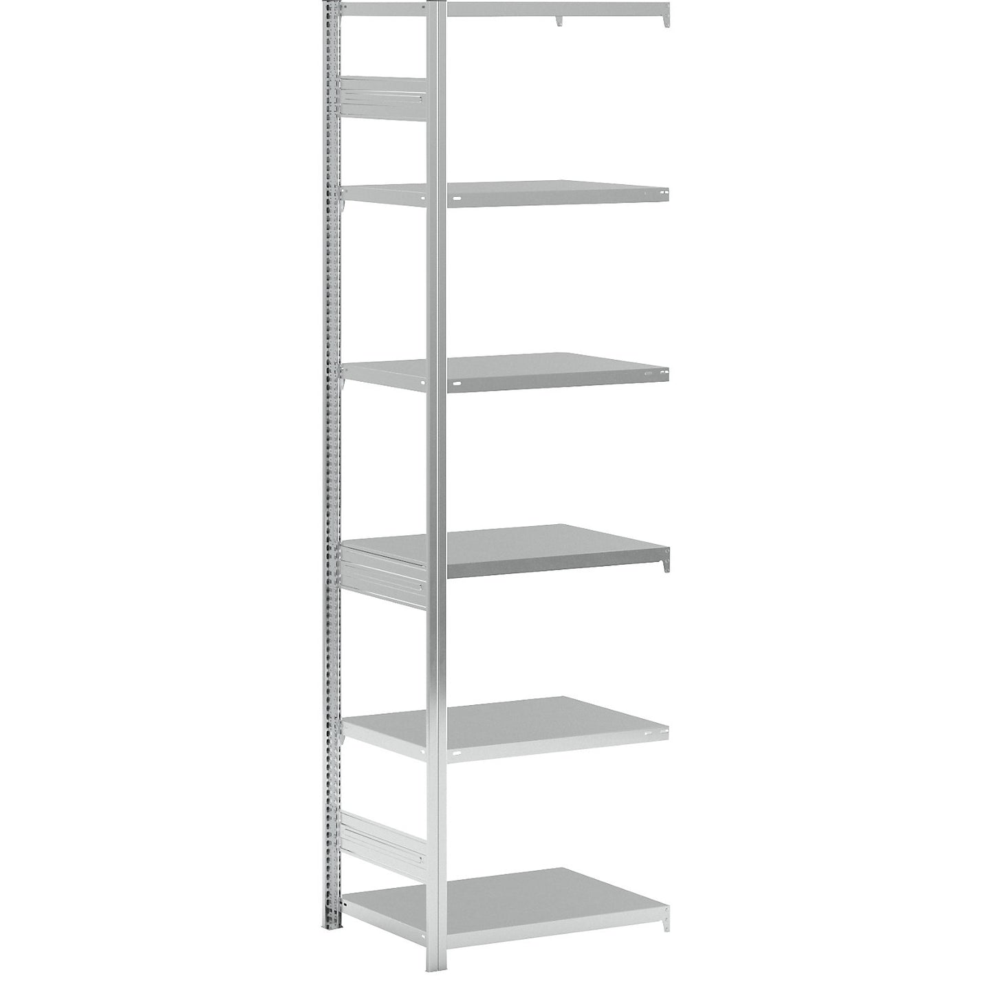 Boltless shelving unit, medium duty, double-sided, HxWxD 2500 x 750 x 600 mm, zinc plated, extension shelf unit.