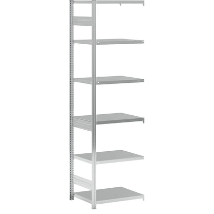 Boltless shelving unit, medium duty, double-sided, HxWxD 2500 x 750 x 600 mm, zinc plated, extension shelf unit.