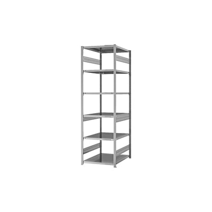 Boltless shelving unit, medium duty, double-sided, HxWxD 2500 x 750 x 800 mm, zinc plated, standard shelf unit.