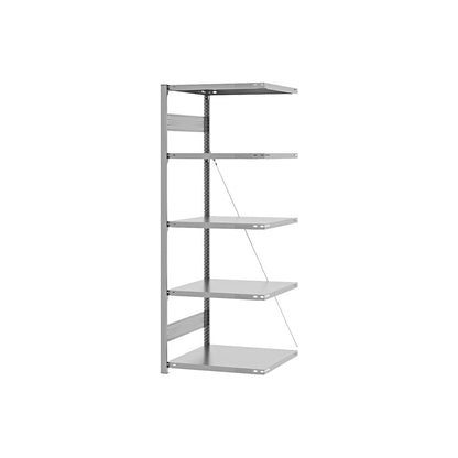 Boltless shelving unit, medium duty, single-sided, HxWxD 2000 x 750 x 600 mm, zinc plated, extension shelf unit.