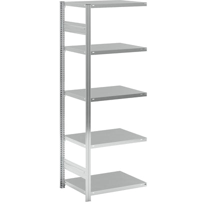 Boltless shelving unit, medium duty, single-sided, HxWxD 2000 x 750 x 600 mm, zinc plated, extension shelf unit.