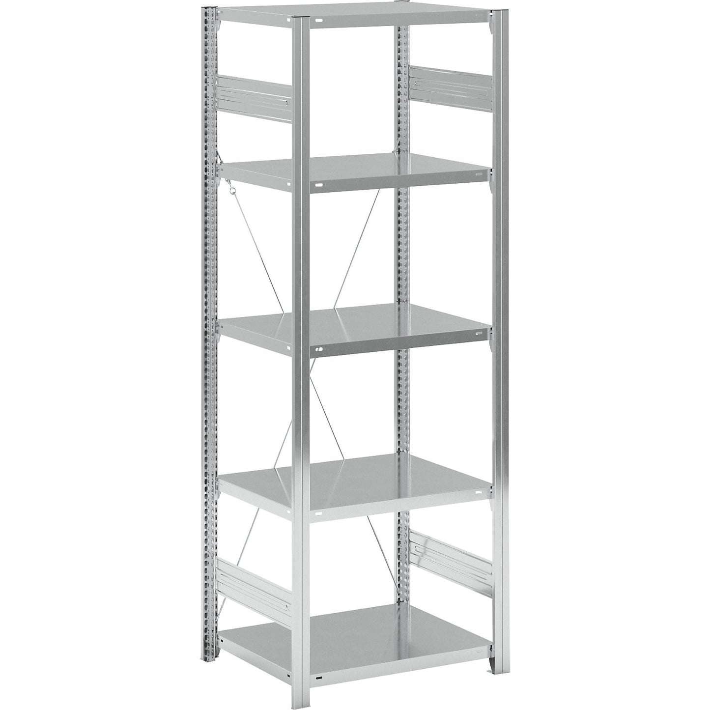 Boltless shelving unit, medium duty, single-sided, HxWxD 2000 x 750 x 600 mm, zinc plated, standard shelf unit.