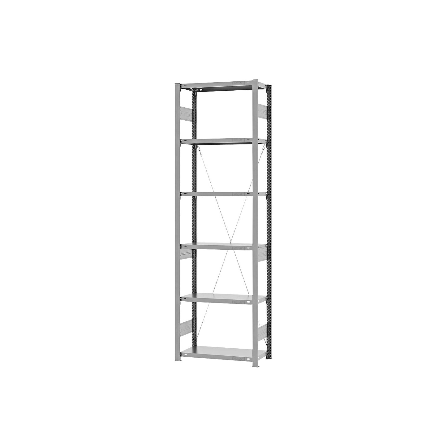 Boltless shelving unit, medium duty, single-sided, HxWxD 2500 x 750 x 300 mm, zinc plated, standard shelf unit.