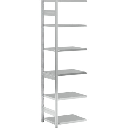 Boltless shelving unit, medium duty, single-sided, HxWxD 2500 x 750 x 600 mm, zinc plated, extension shelf unit.