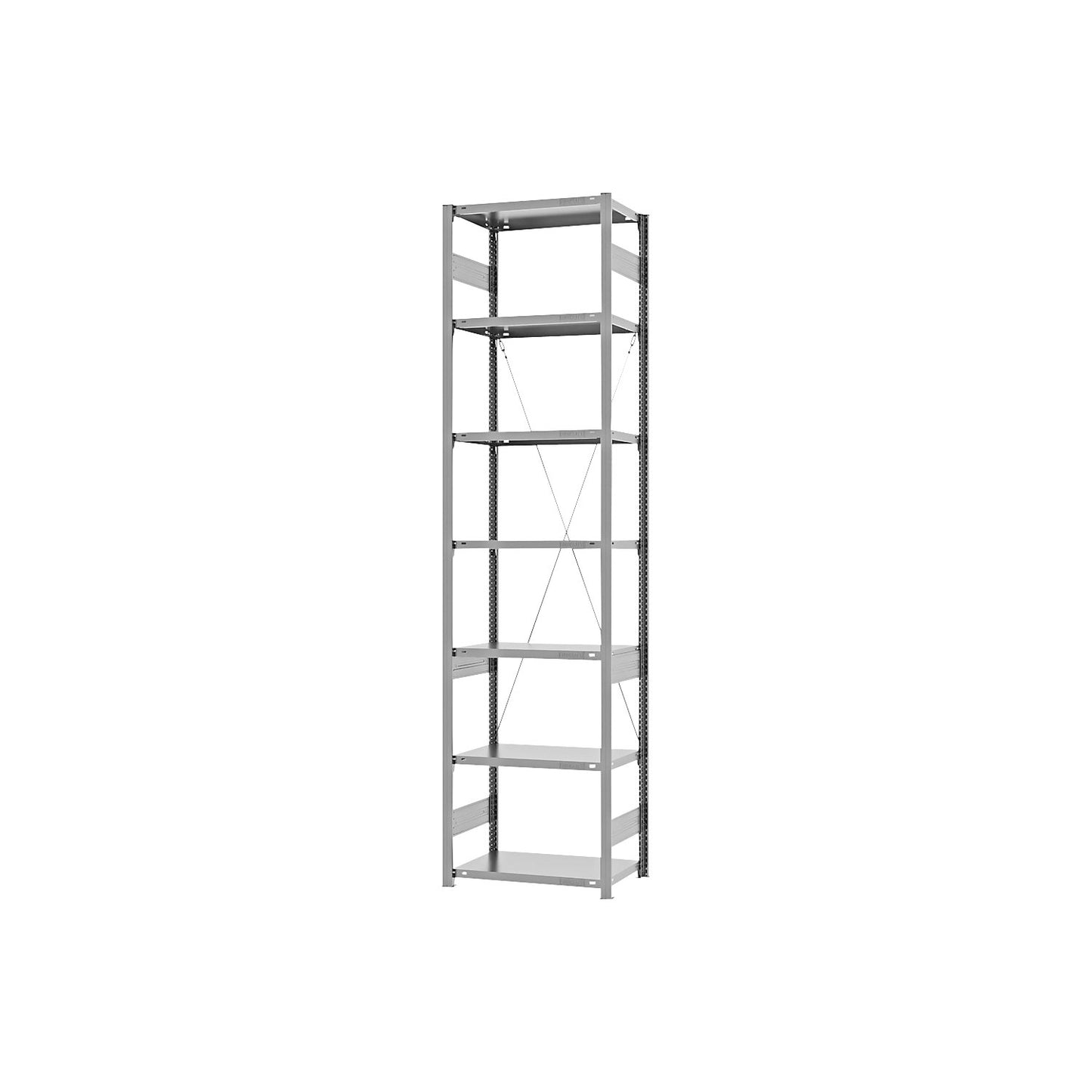 Boltless shelving unit, medium duty, single-sided, HxWxD 3000 x 750 x 400 mm, zinc plated, standard shelf unit.