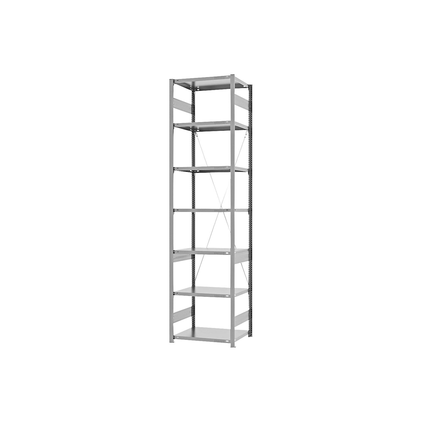 Boltless shelving unit, medium duty, single-sided, HxWxD 3000 x 750 x 500 mm, zinc plated, standard shelf unit.