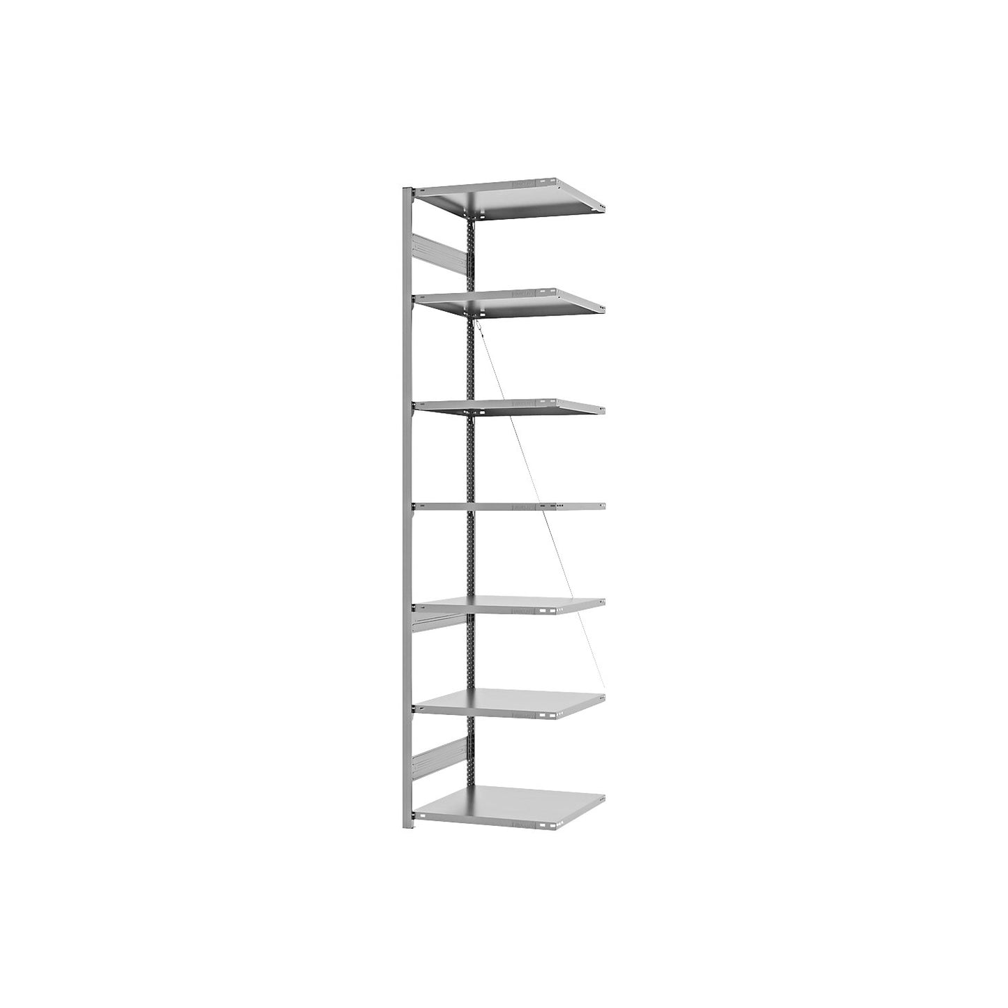 Boltless shelving unit, medium duty, single-sided, HxWxD 3000 x 750 x 600 mm, zinc plated, extension shelf unit.