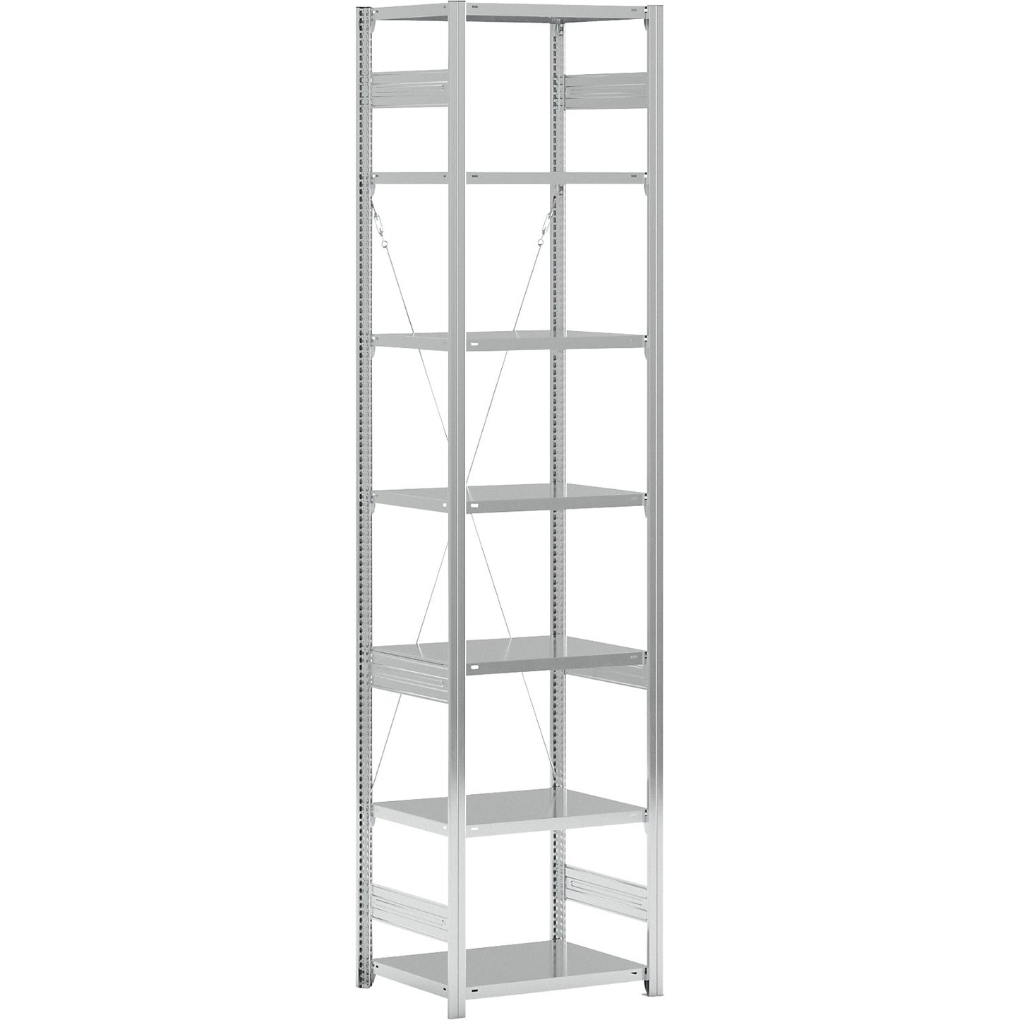 Boltless shelving unit, medium duty, single-sided, HxWxD 3000 x 750 x 600 mm, zinc plated, standard shelf unit.
