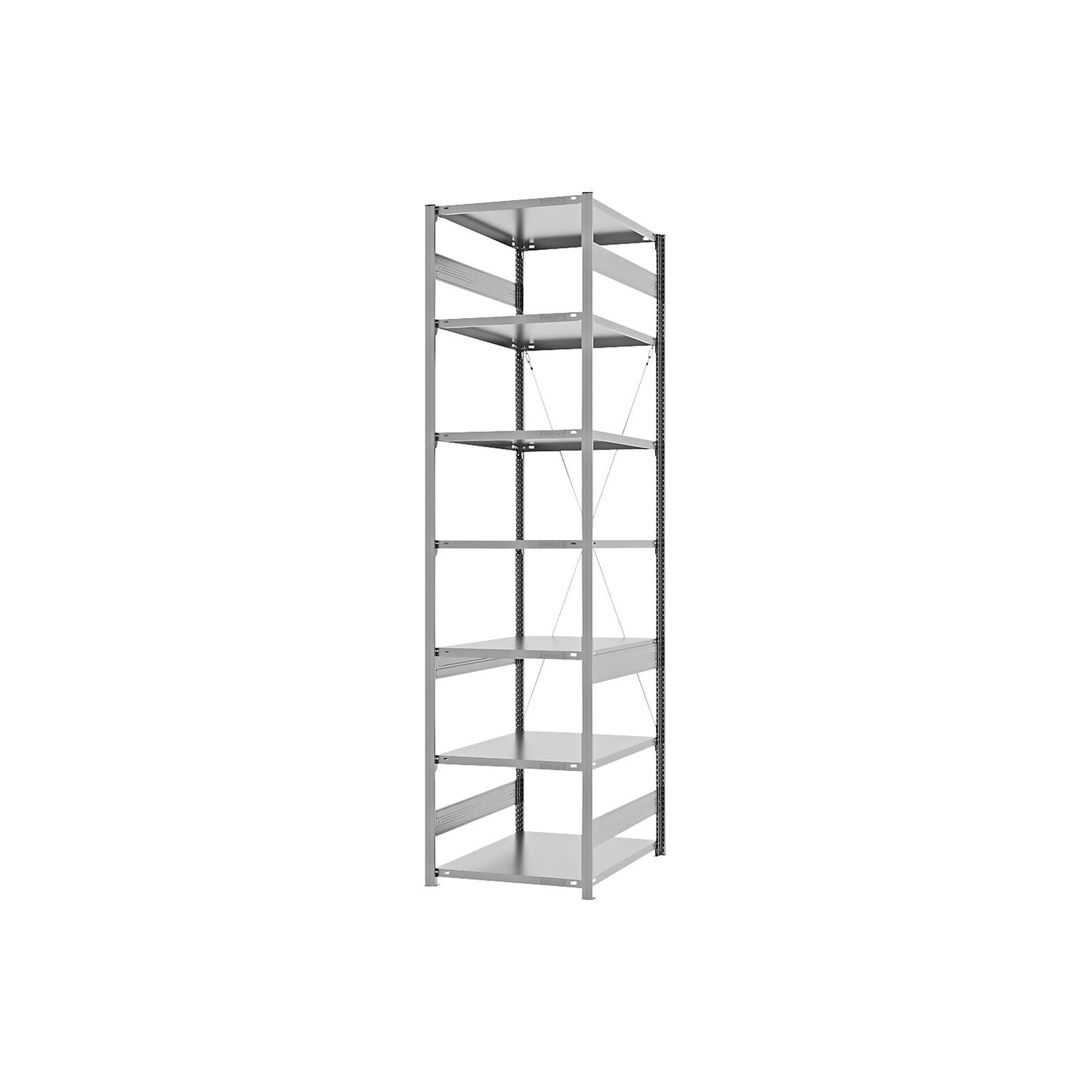 Boltless shelving unit, medium duty, single-sided, HxWxD 3000 x 750 x 800 mm, zinc plated, standard shelf unit.