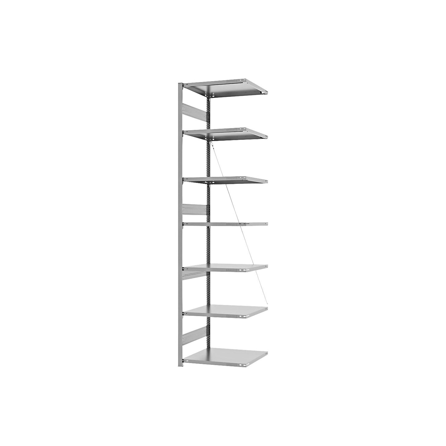 Heavy duty boltless shelving unit, single-sided, HxWxD 3000 x 750 x 600 mm, zinc plated, extension shelf unit.