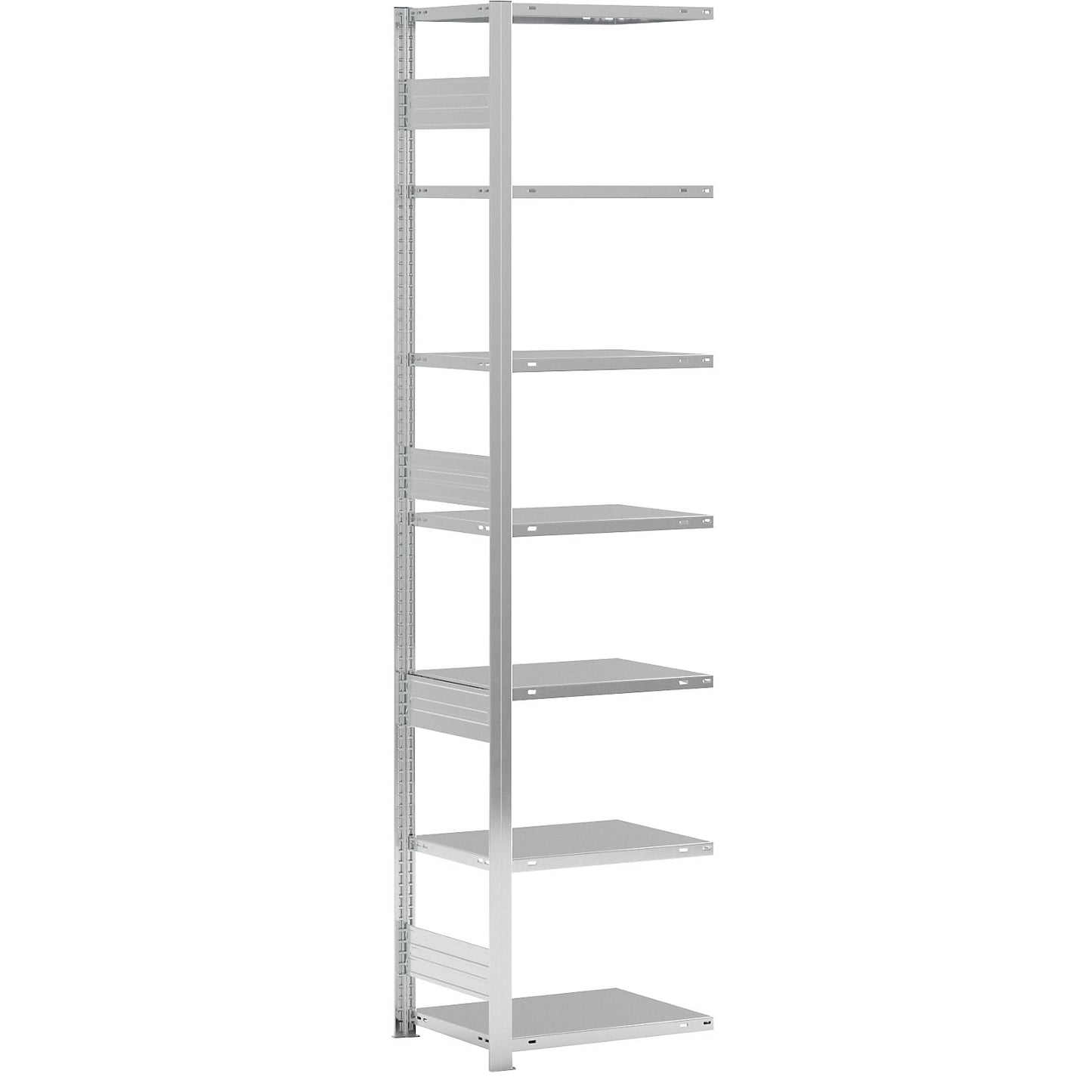 Heavy duty boltless shelving unit, single-sided, HxWxD 3000 x 750 x 600 mm, zinc plated, extension shelf unit.