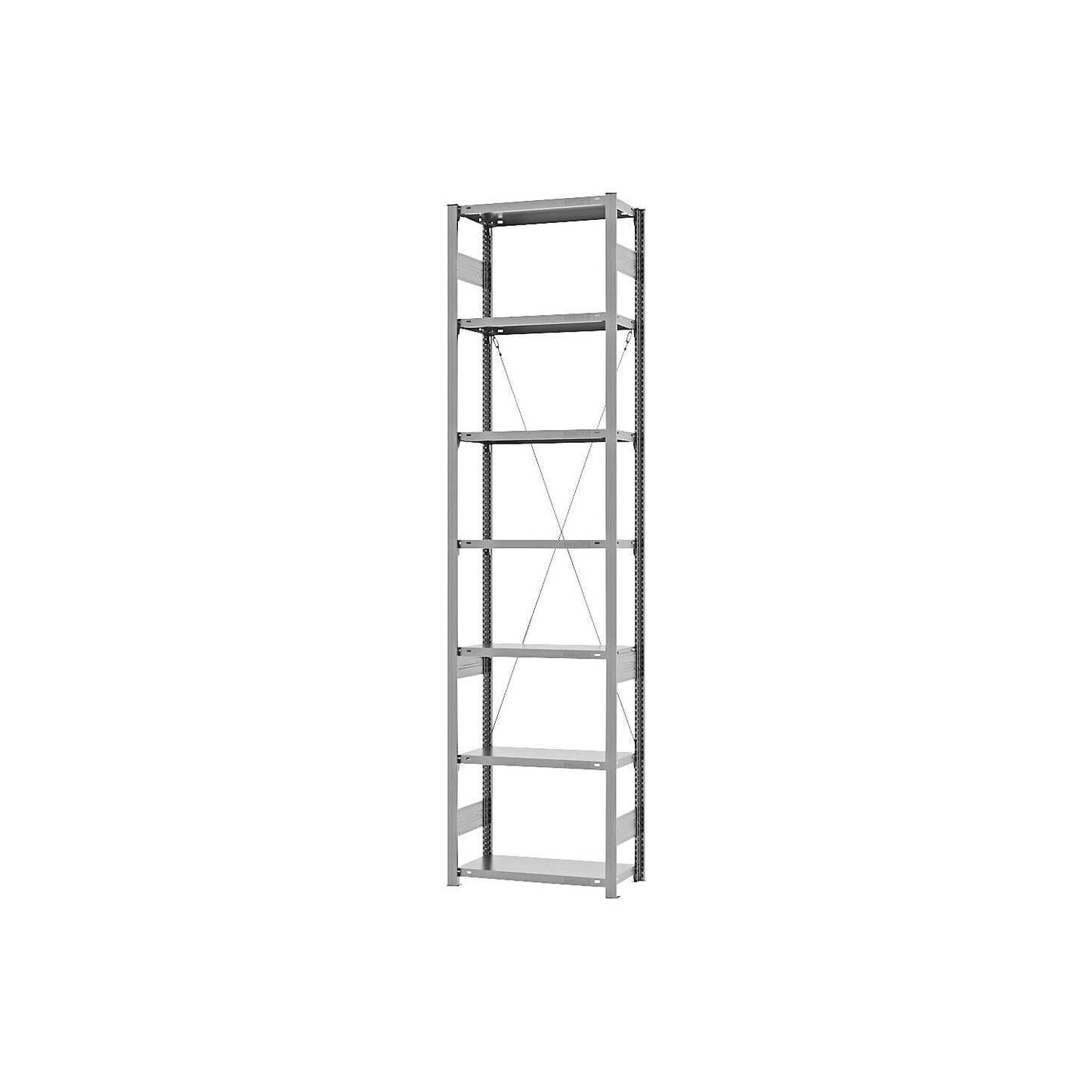 Boltless shelving unit, light duty, single-sided, HxWxD 3000 x 750 x 300 mm, zinc plated, standard shelf unit.