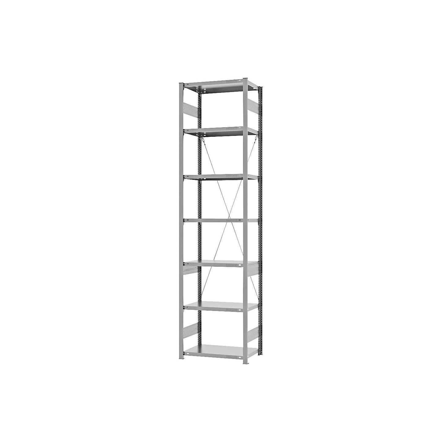 Boltless shelving unit, light duty, single-sided, HxWxD 3000 x 750 x 400 mm, zinc plated, standard shelf unit.