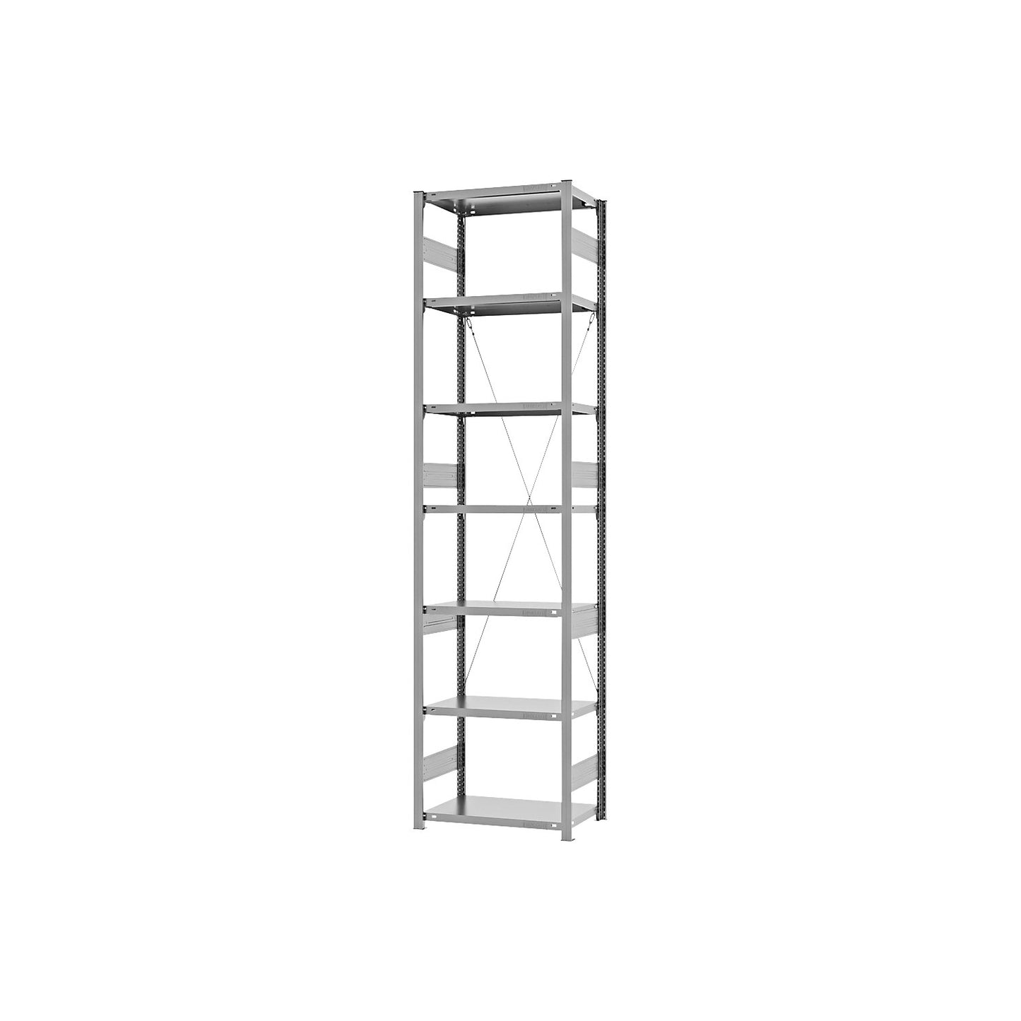 Heavy duty boltless shelving unit, single-sided, HxWxD 3000 x 750 x 400 mm, zinc plated, standard shelf unit.