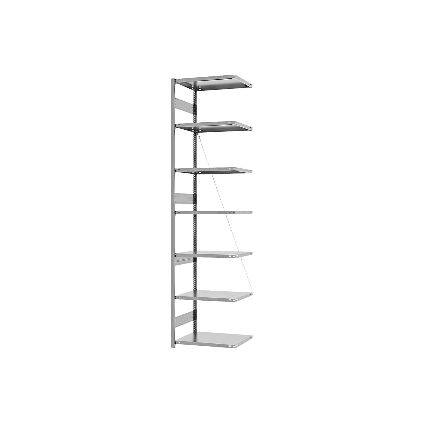 Heavy duty boltless shelving unit, single-sided, HxWxD 3000 x 750 x 500 mm, zinc plated, extension shelf unit.
