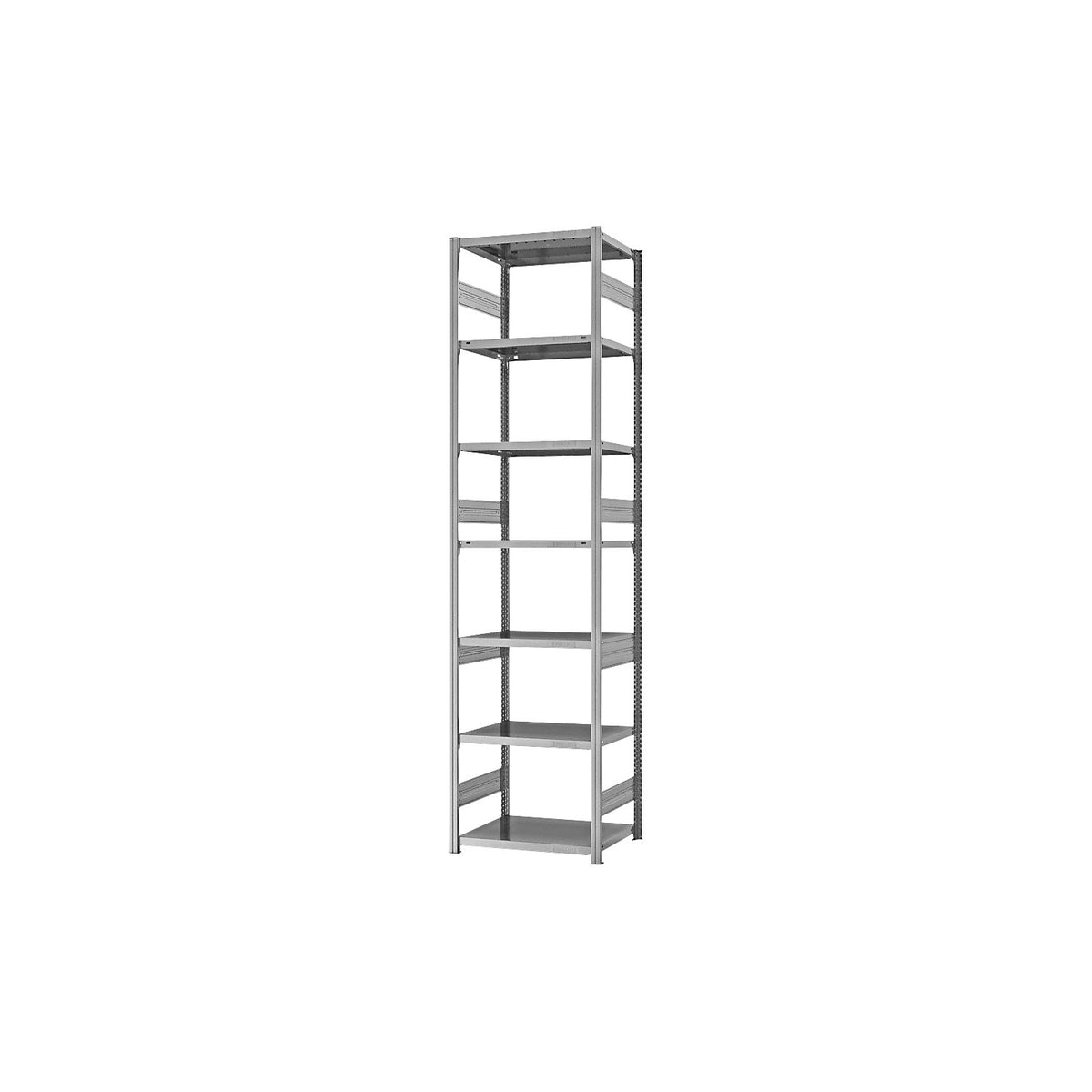Heavy duty boltless shelving unit, double-sided, HxWxD 3000 x 750 x 500 mm, zinc plated, standard shelf unit.