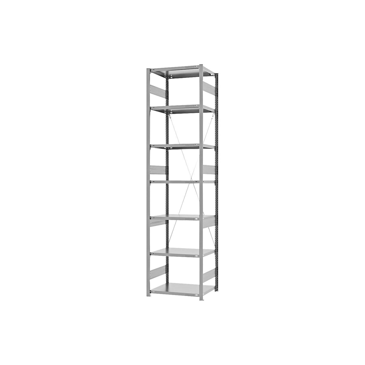 Heavy duty boltless shelving unit, single-sided, HxWxD 3000 x 750 x 500 mm, zinc plated, standard shelf unit.