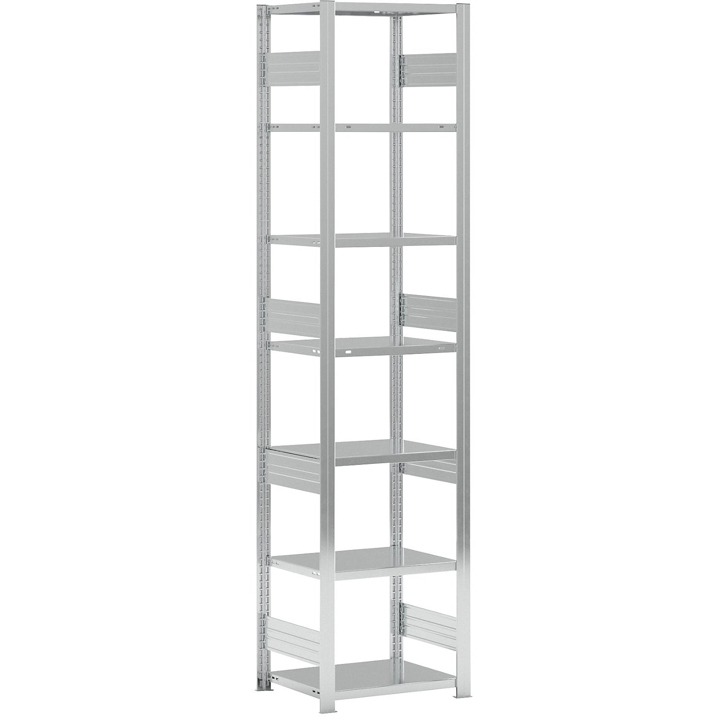 Heavy duty boltless shelving unit, double-sided, HxWxD 3000 x 750 x 600 mm, zinc plated, standard shelf unit.