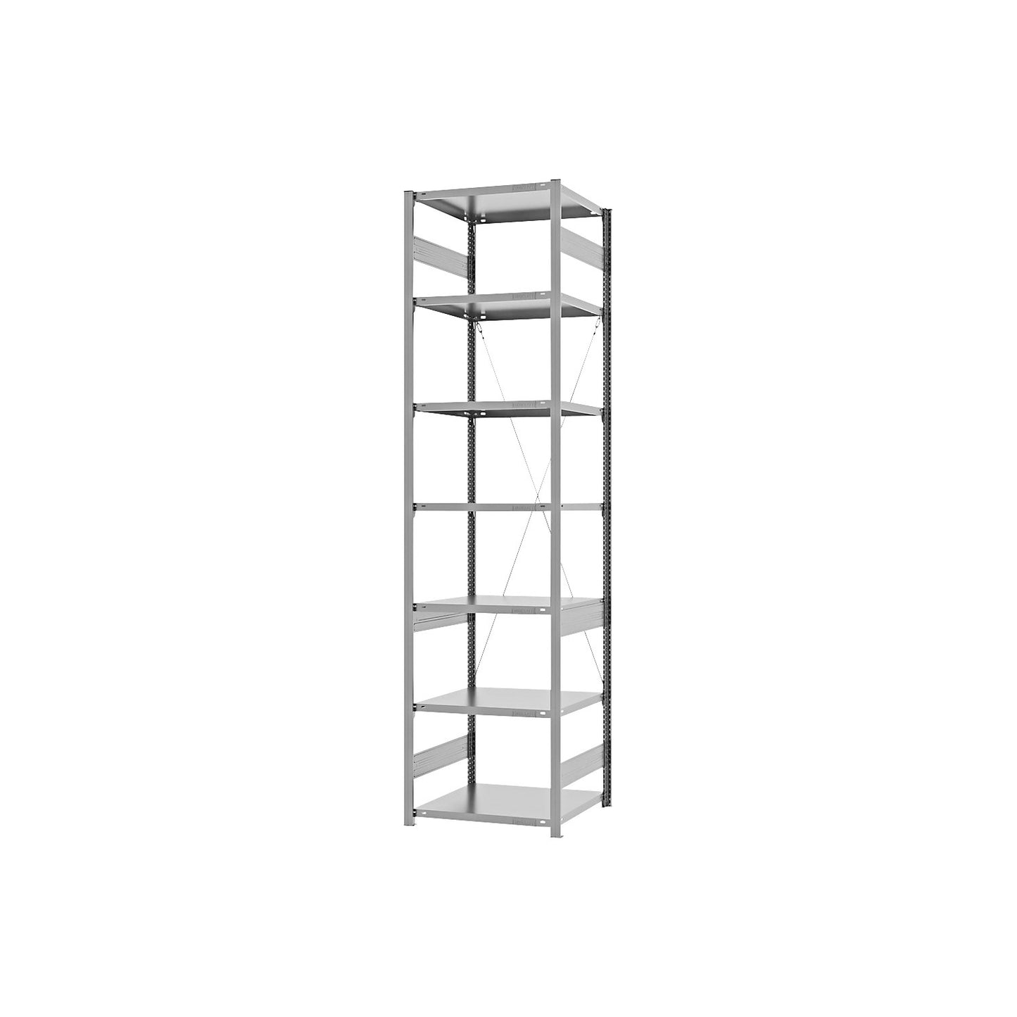 Boltless shelving unit, light duty, single-sided, HxWxD 3000 x 750 x 600 mm, zinc plated, standard shelf unit.