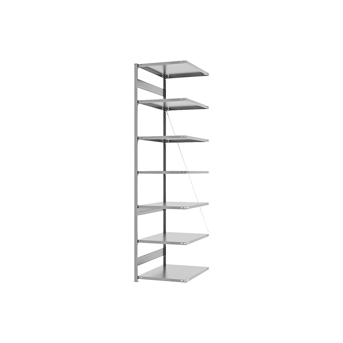 Boltless shelving unit, light duty, single-sided, HxWxD 3000 x 750 x 800 mm, zinc plated, extension shelf unit.