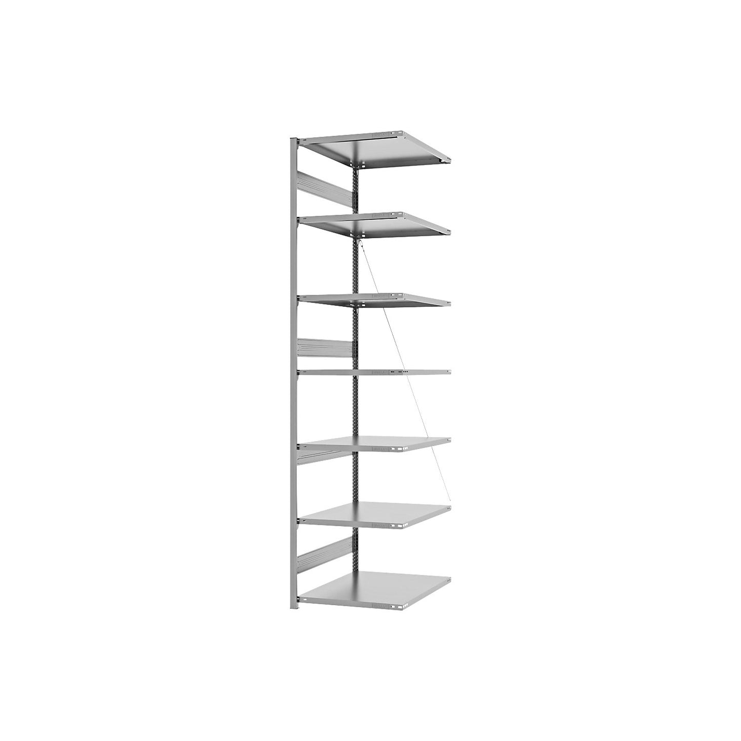 Heavy duty boltless shelving unit, single-sided, HxWxD 3000 x 750 x 800 mm, zinc plated, extension shelf unit.