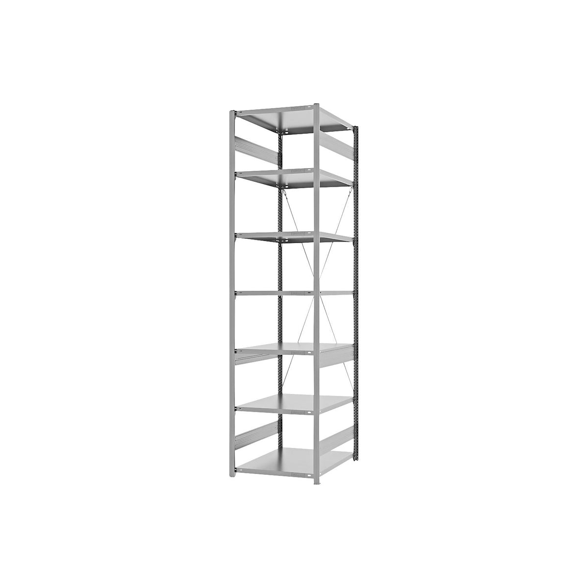 Boltless shelving unit, light duty, single-sided, HxWxD 3000 x 750 x 800 mm, zinc plated, standard shelf unit.
