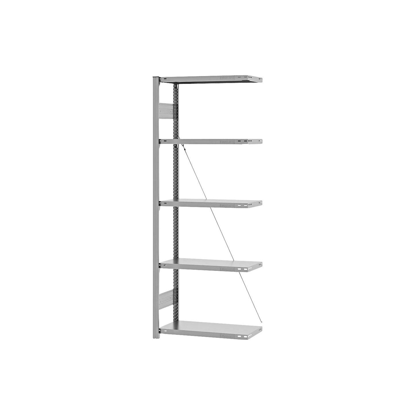 Boltless shelving unit, light duty, single-sided, HxWxD 2000 x 750 x 300 mm, zinc plated, extension shelf unit.