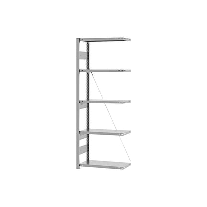 Heavy duty boltless shelving unit, single-sided, HxWxD 2000 x 750 x 300 mm, zinc plated, extension shelf unit.