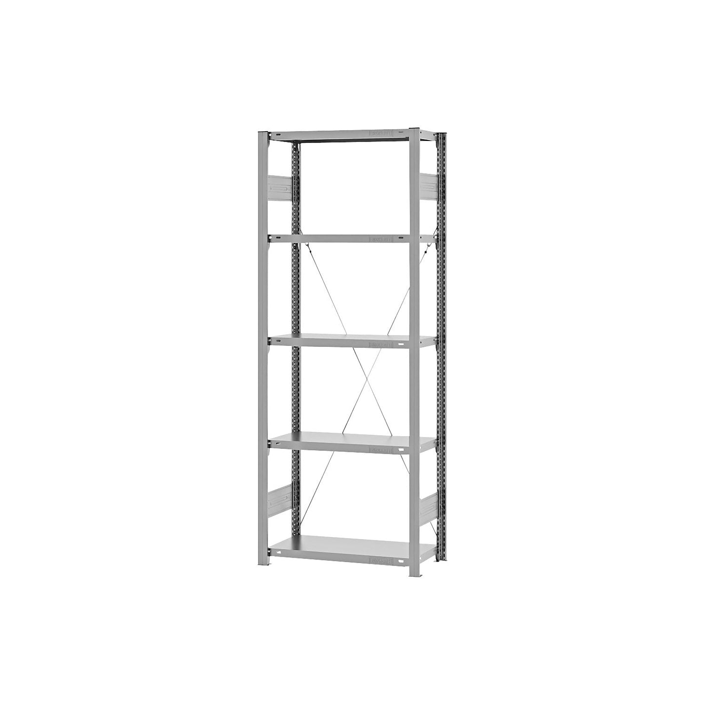 Boltless shelving unit, light duty, single-sided, HxWxD 2000 x 750 x 300 mm, zinc plated, standard shelf unit.