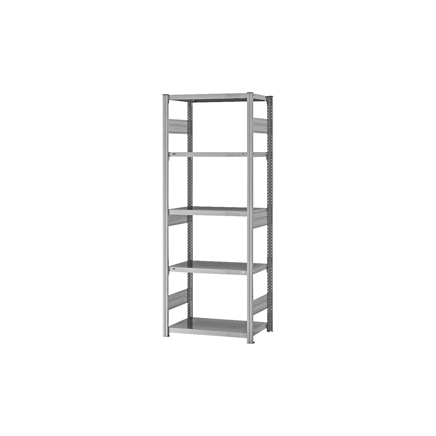 Heavy duty boltless shelving unit, double-sided, HxWxD 2000 x 750 x 400 mm, zinc plated, standard shelf unit.