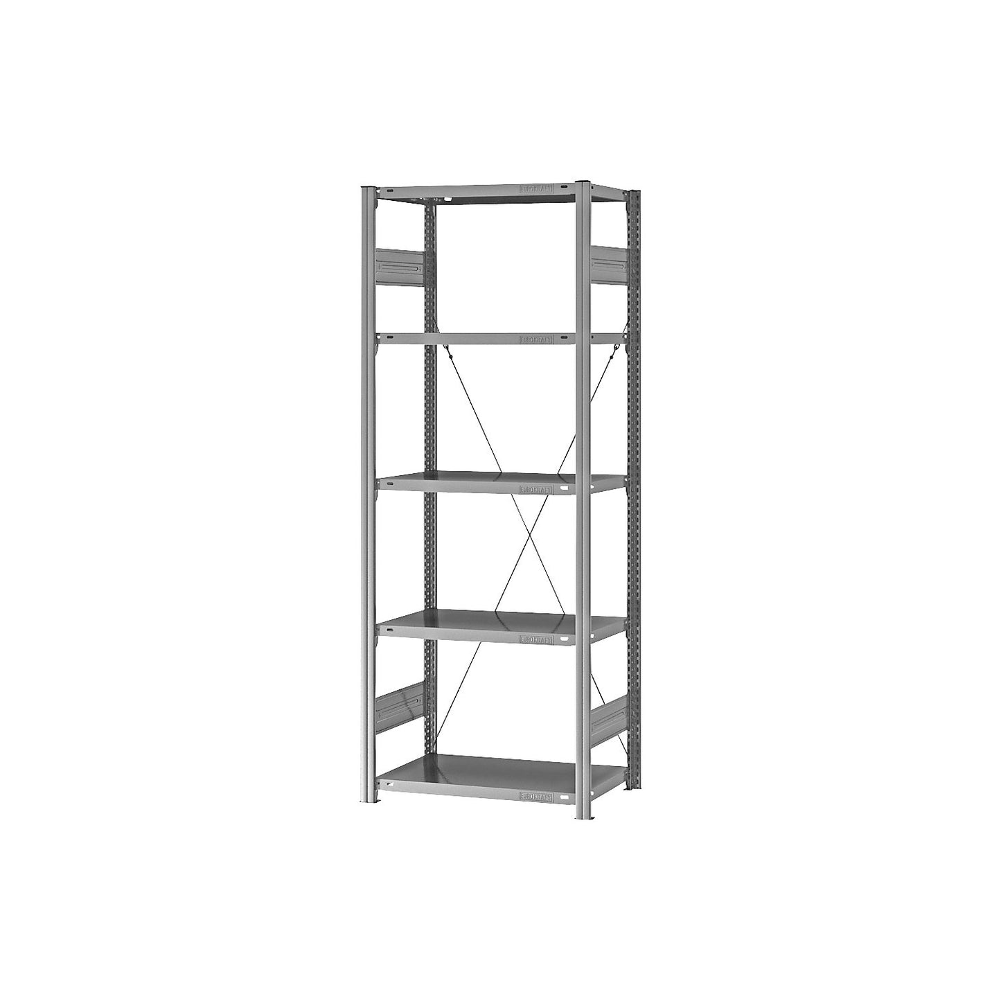 Boltless shelving unit, light duty, single-sided, HxWxD 2000 x 750 x 400 mm, zinc plated, standard shelf unit.
