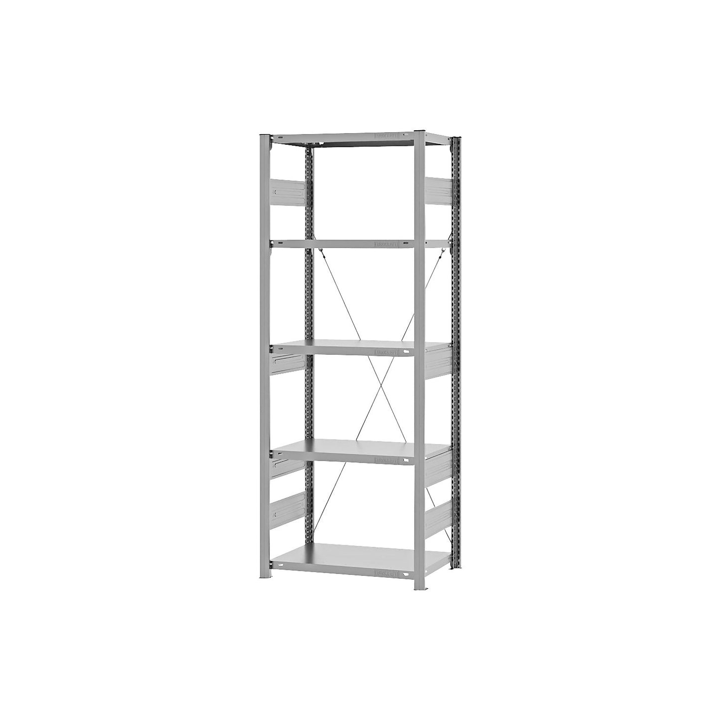 Heavy duty boltless shelving unit, single-sided, HxWxD 2000 x 750 x 400 mm, zinc plated, standard shelf unit.