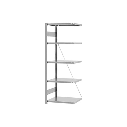Boltless shelving unit, light duty, single-sided, HxWxD 2000 x 750 x 500 mm, zinc plated, extension shelf unit.