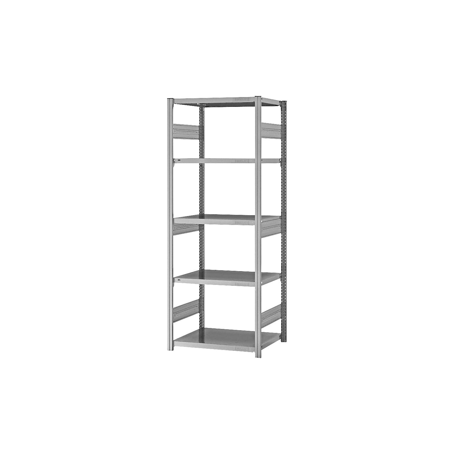 Heavy duty boltless shelving unit, double-sided, HxWxD 2000 x 750 x 500 mm, zinc plated, standard shelf unit.