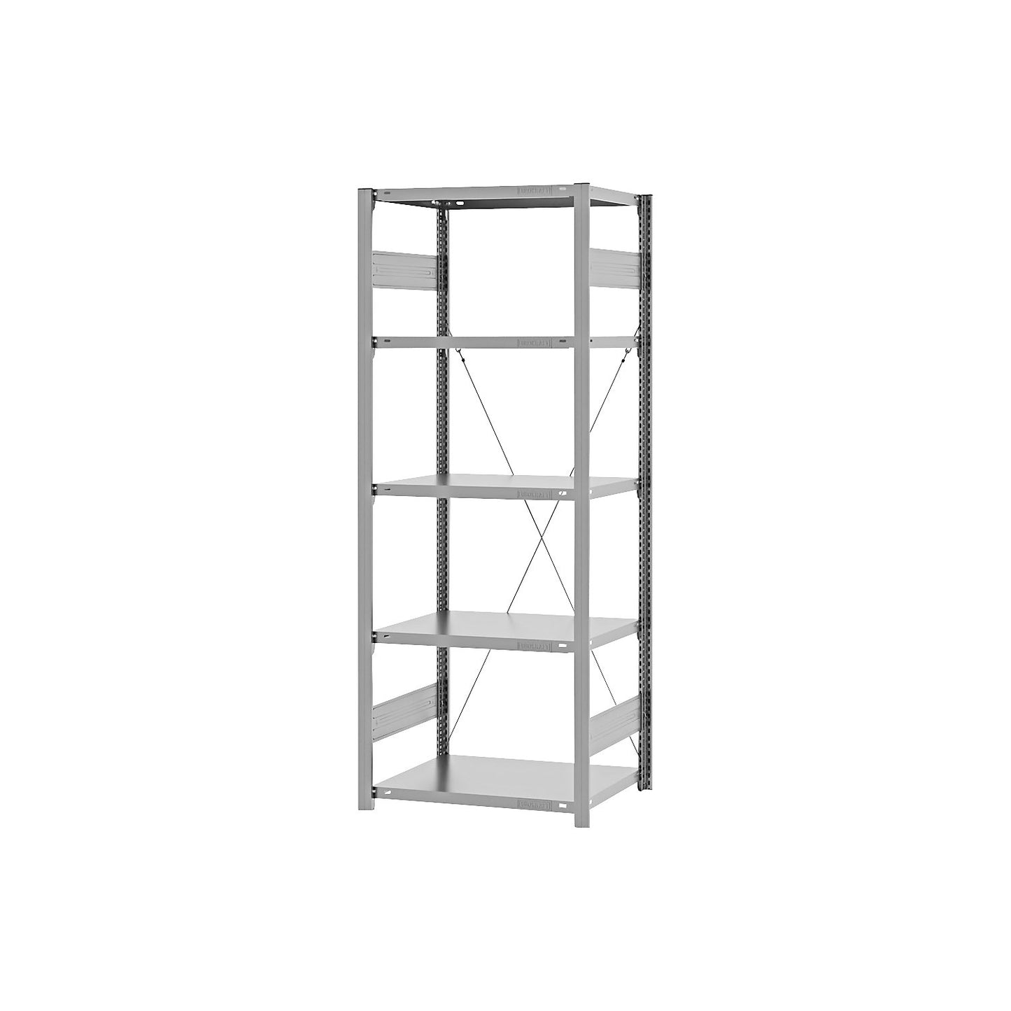 Boltless shelving unit, light duty, single-sided, HxWxD 2000 x 750 x 500 mm, zinc plated, standard shelf unit.