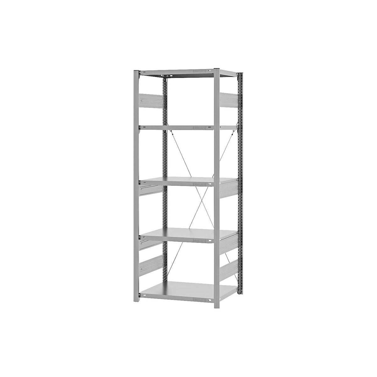 Heavy duty boltless shelving unit, single-sided, HxWxD 2000 x 750 x 500 mm, zinc plated, standard shelf unit.