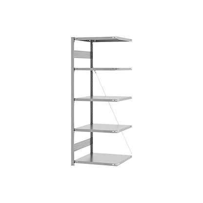 Boltless shelving unit, light duty, single-sided, HxWxD 2000 x 750 x 600 mm, zinc plated, extension shelf unit.