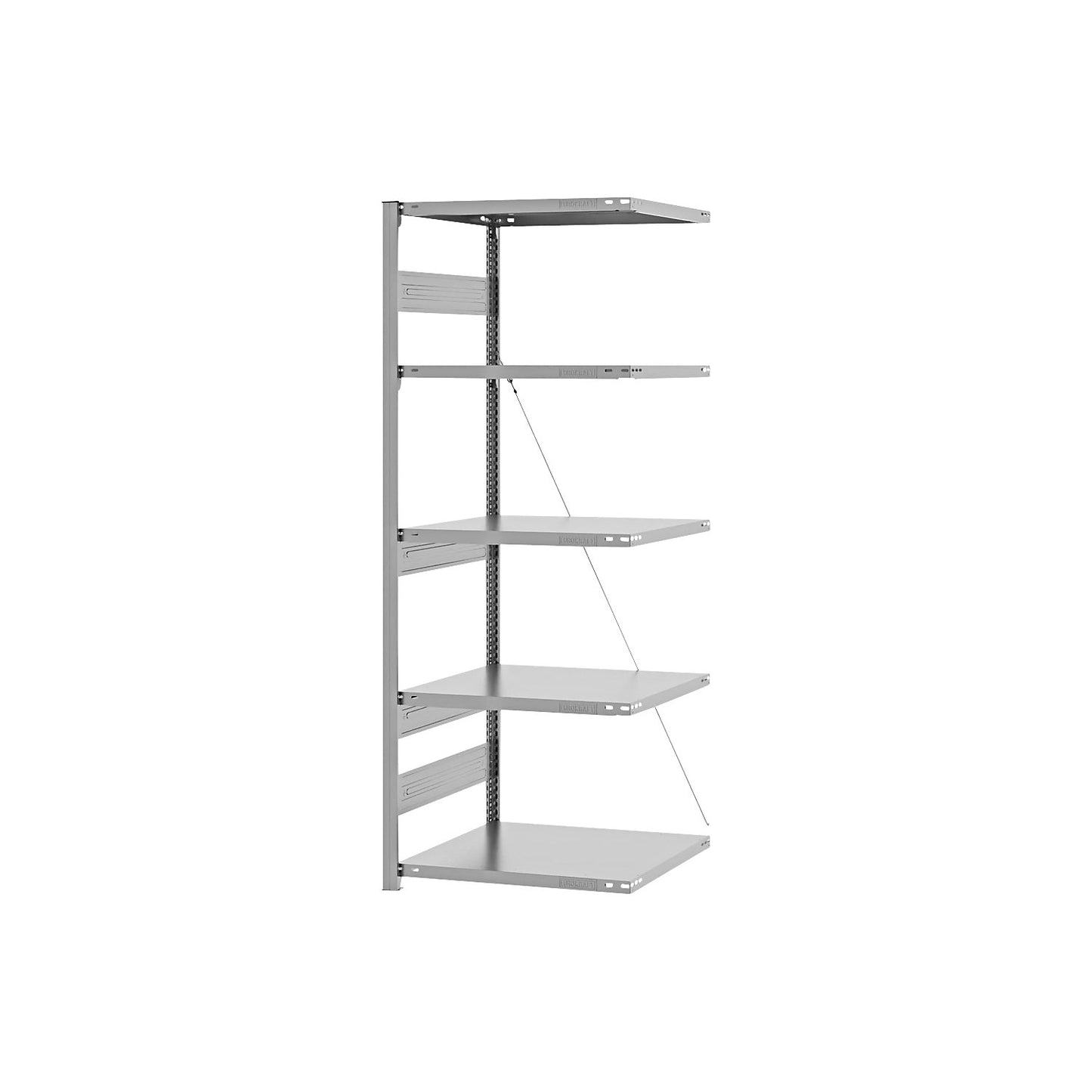 Heavy duty boltless shelving unit, single-sided, HxWxD 2000 x 750 x 600 mm, zinc plated, extension shelf unit.