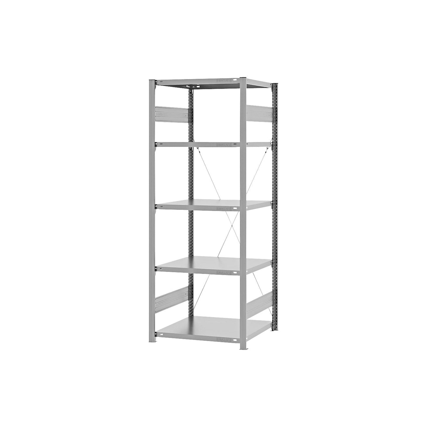 Boltless shelving unit, light duty, single-sided, HxWxD 2000 x 750 x 600 mm, zinc plated, standard shelf unit.