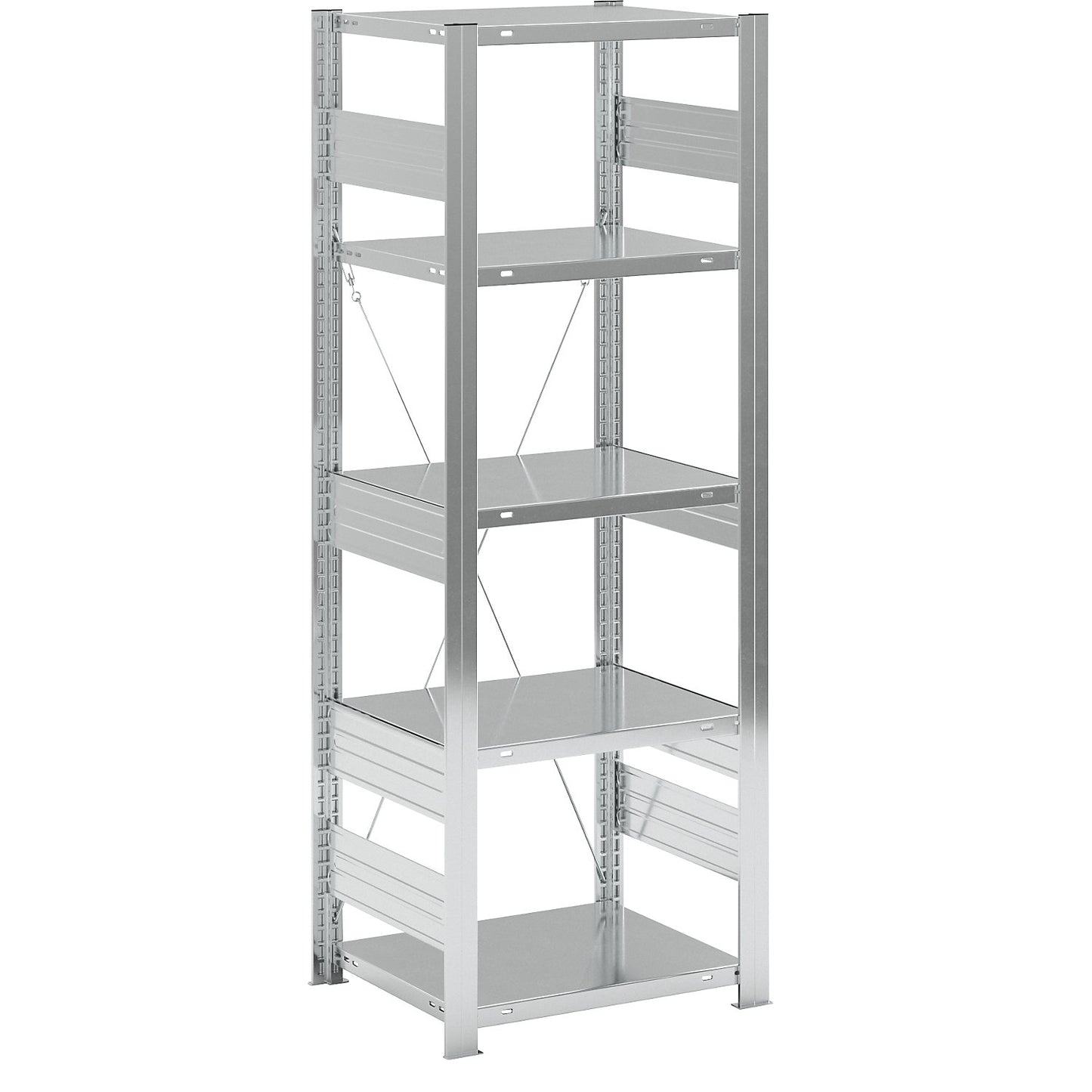 Heavy duty boltless shelving unit, single-sided, HxWxD 2000 x 750 x 600 mm, zinc plated, standard shelf unit.