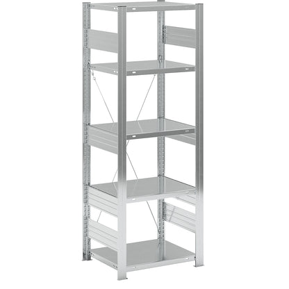 Heavy duty boltless shelving unit, single-sided, HxWxD 2000 x 750 x 600 mm, zinc plated, standard shelf unit.