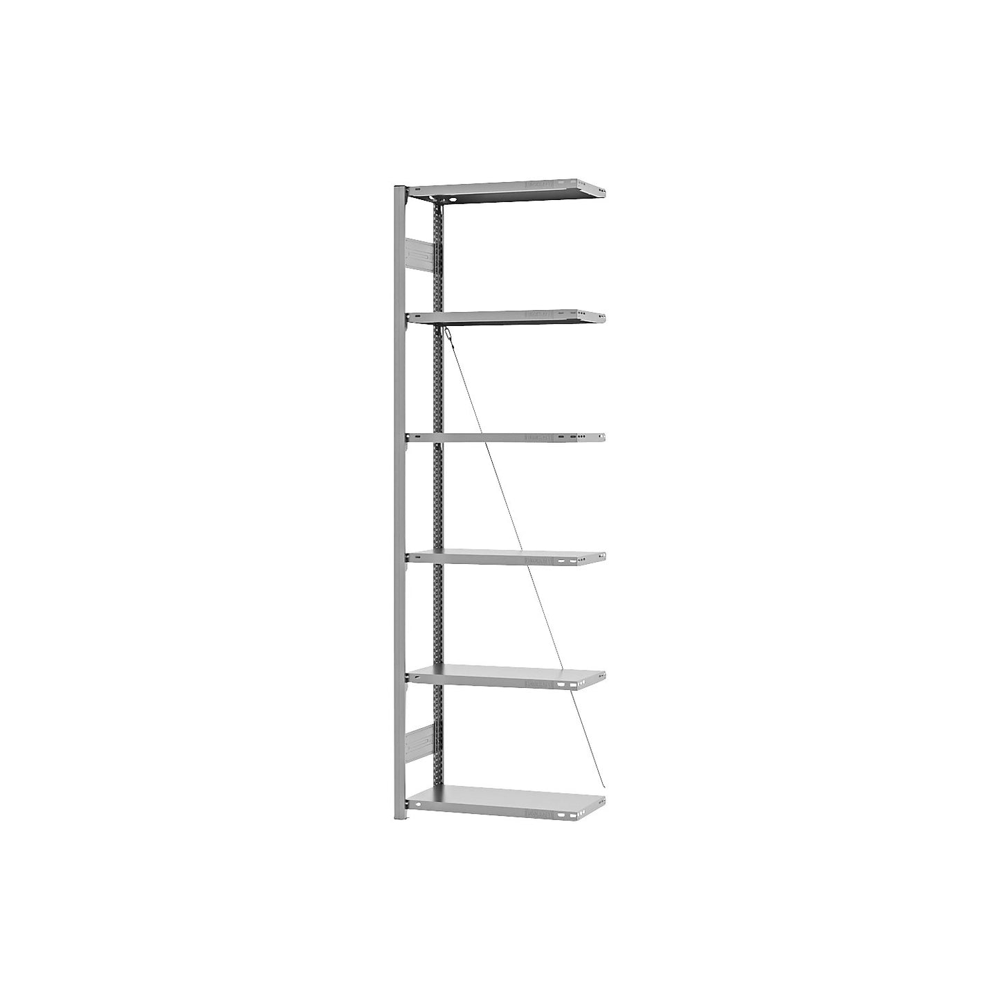 Boltless shelving unit, light duty, single-sided, HxWxD 2500 x 750 x 300 mm, zinc plated, extension shelf unit.