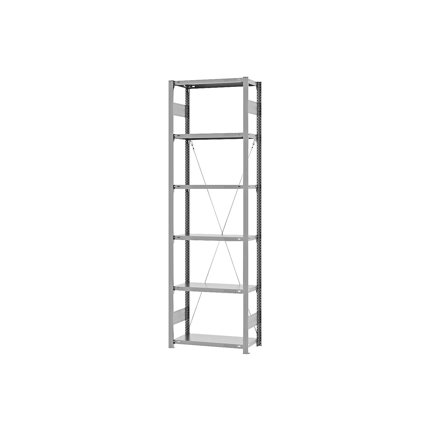 Boltless shelving unit, light duty, single-sided, HxWxD 2500 x 750 x 300 mm, zinc plated, standard shelf unit.