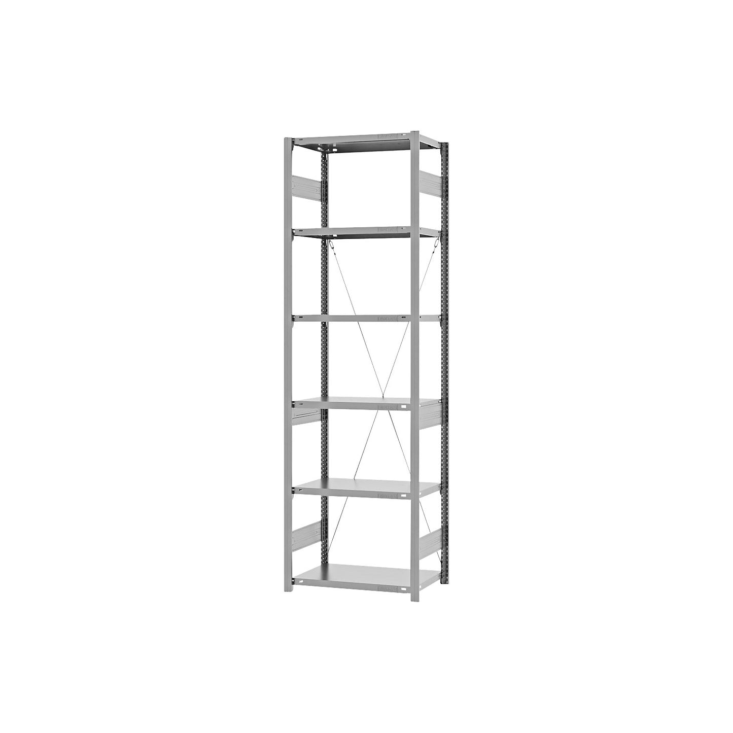 Heavy duty boltless shelving unit, single-sided, HxWxD 2500 x 750 x 400 mm, zinc plated, standard shelf unit.